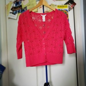 Candie's bright pink cardigan